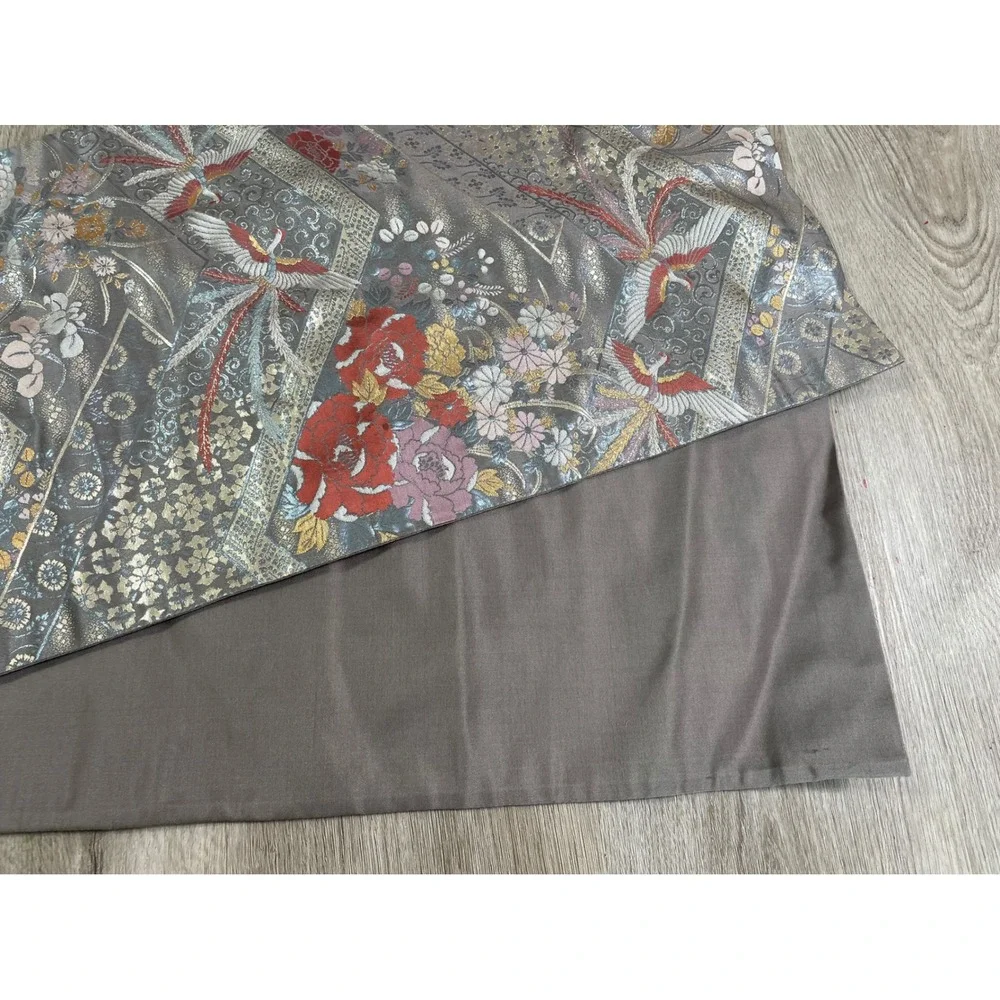 Gray Floral‎ Phoenix Bird Table Runner 58 in Asian Japanese Decor